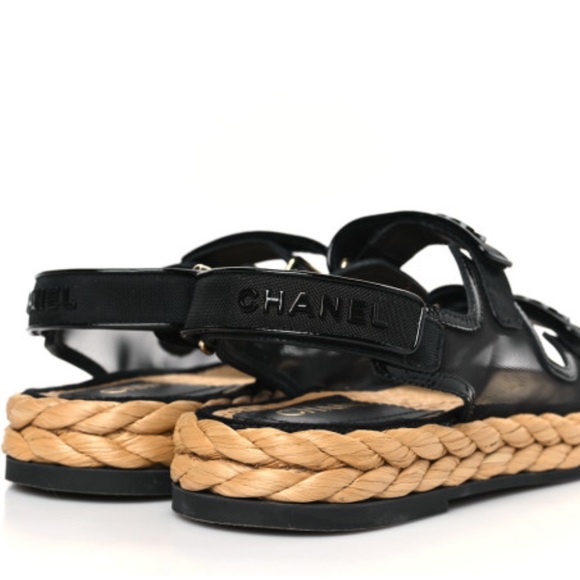 CHANEL 2022 Espadrilles Women’s Dad Sandals Size 40 NEW Braided Raffia CC Logos - Picture 4 of 12